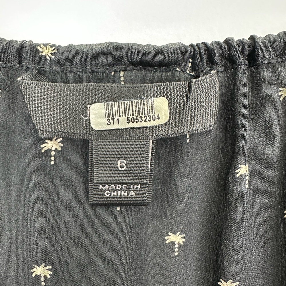 J. Crew Silk Tie Neck in Palm Tree Novelty Print Tank Top Blouse Size 6 - Picture 6 of 10